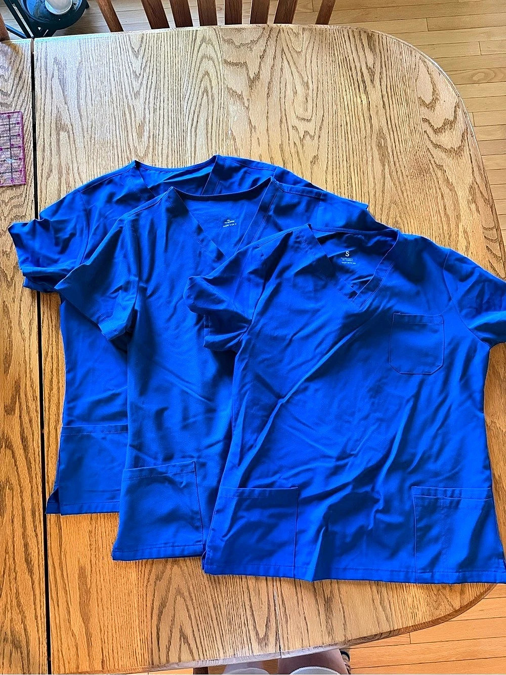 Classic 3-Pocket Mock Wrap Scrub Top Blue
